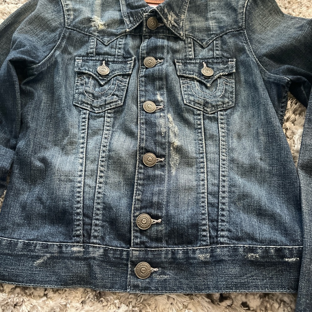 True Religion Distressed Denim Jacket - Picture 3 of 8